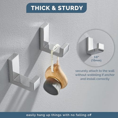 Towel Hook for Bathroom (2 Pack / Polished Chrome)