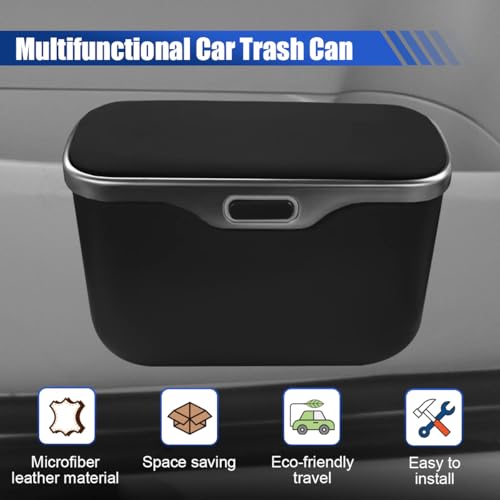 Car Trash Can with Lid (Black)