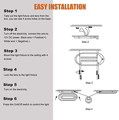 Dual Tone 12Volts Bright RV LED Interior Light with Switch (Dual-Tone: 3000K/4000K)
