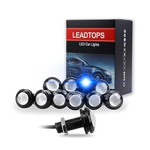 10Pcs 18mm 12V Eagle Eye LED Car Fog DRL Daytime Running Light Backup Reverse Tail Rock Lights Small bulb (Black case / Blue light)