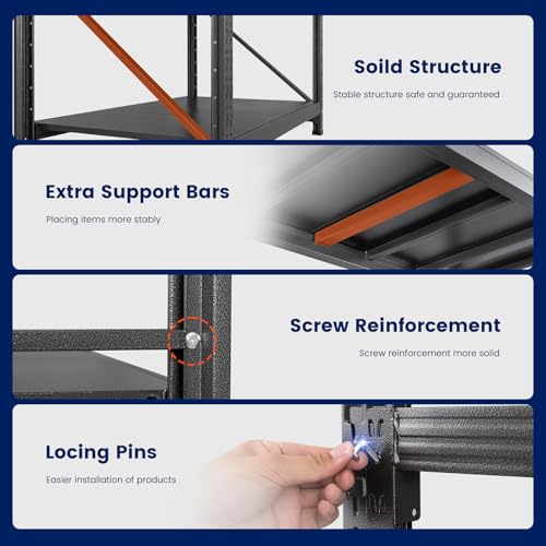 68" W Metal Garage Storage Shelves (68"Wx24"Dx63"H)
