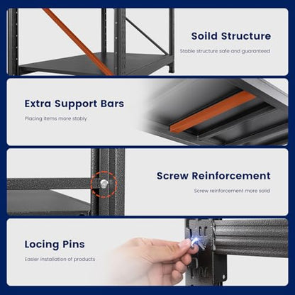 75" W Metal Garage Storage Shelves (75"Wx24"Dx70"H)