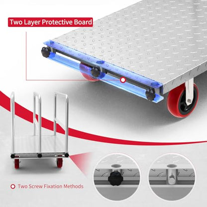 2-in-1 Steel Panel Truck, 2500 lb Drywall Cart, 40 x 24 in (40x24 Inch)