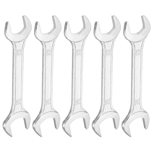 5pcs Double Open End Wrench 22mm x 24mm Metric 15 Degree Offset Angle Small Flat Head Wrench Galvanizing Open Ended Spanner for Automotive Repair Furniture Assembly (22mm x 24mm)