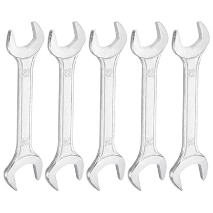 5pcs Double Open End Wrench 22mm x 24mm Metric 15 Degree Offset Angle Small Flat Head Wrench Galvanizing Open Ended Spanner for Automotive Repair Furniture Assembly (22mm x 24mm)