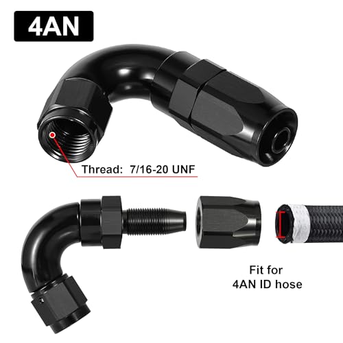 4AN 120 Degree One Piece Full Flow Hose End Fitting Swivel for CPE Braided Hose (4AN / 120 Degree)
