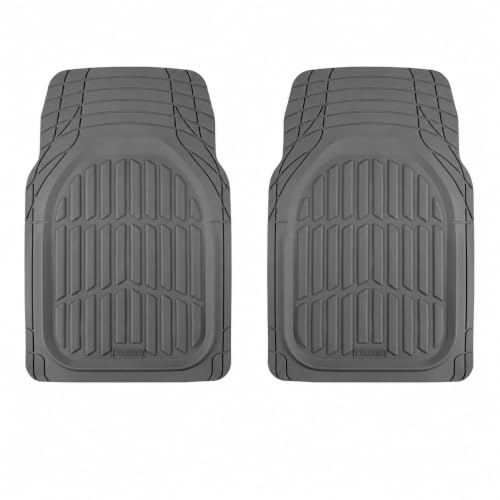 MotorTrend FlexTough Gray Car Floor Mats Rubber All Weather Automotive 2pc (2pc Front (Sedan, Compact) / Gray)