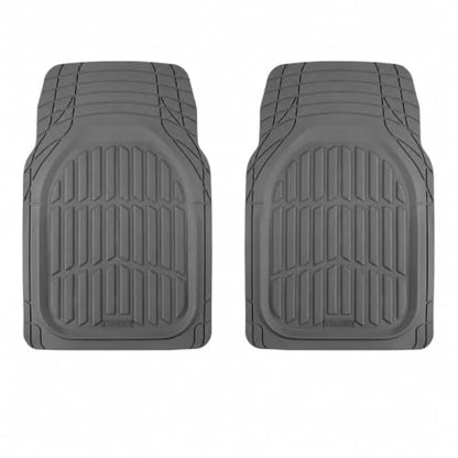 MotorTrend FlexTough Gray Car Floor Mats Rubber All Weather Automotive 2pc (2pc Front (Sedan, Compact) / Gray)