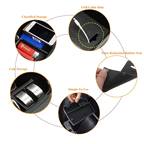 Center Console Tray Armrest Secondary Glove Storage Box Compatible with Jeep Compass 2022 2023 2024 2025 Black Interior Accessories Center Console Organizer (Armrest Box)