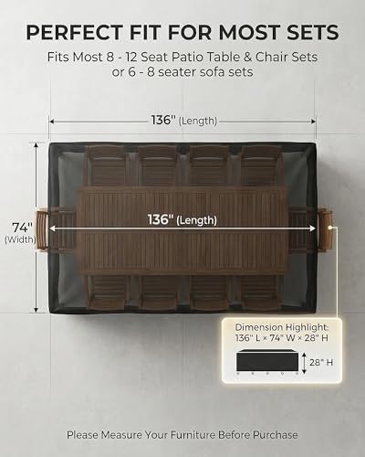 Outdoor Patio Furniture Cover Rectangular (Rectangle Cover-Black / 136 x 74 x 28 inches)