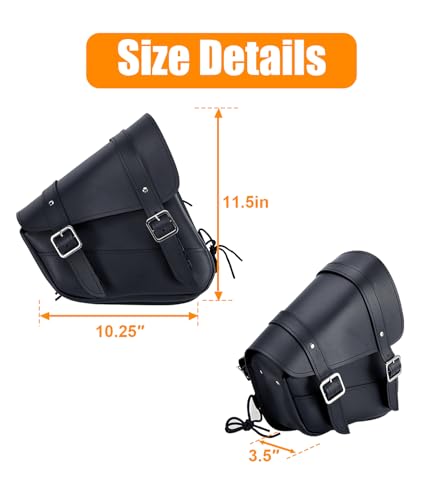 Motorcycle Saddle Bags Leather Motorcycle Solo Swing Arm Bag For Softails Sportsters Choppers Waterproof Side Bags (Right Side / Black)