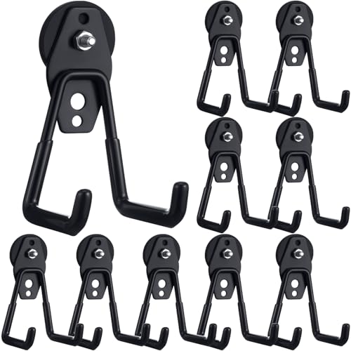 10 Pcs Large Magnetic Hooks Heavy Duty Garage Magnet Hooks Strong Storage Utility Magnetic Hangers with Anti Slip Rubber Coating for Indoor and Outdoor Hanging (Black)