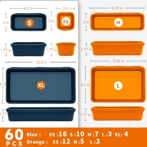 Tool Box Organizer Tray (Blue & Orange: 60 PCS)