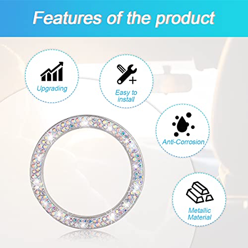 2PCS Zinc Alloy Rhinestone Engine Start Button Rings (AB)