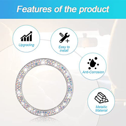 2PCS Zinc Alloy Rhinestone Engine Start Button Rings (AB)