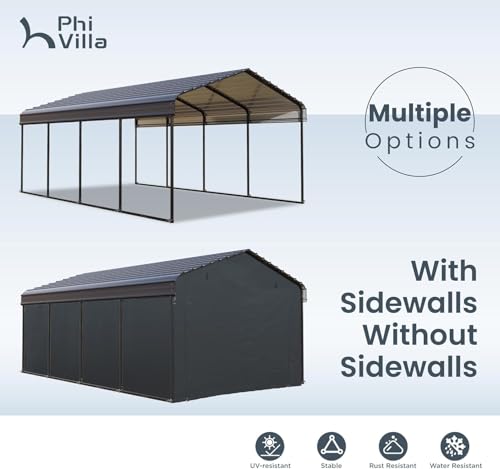 12x20 Carport (Grey with sidewalls / 12x20ft)