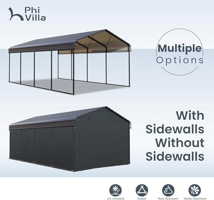 12x20 Carport (Grey with sidewalls / 12x20ft)