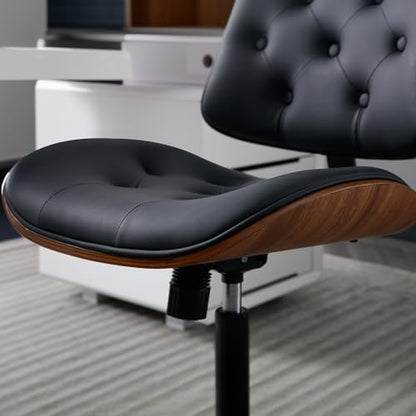 Armless Home Office Chair in Button Style (Black / Button Style)