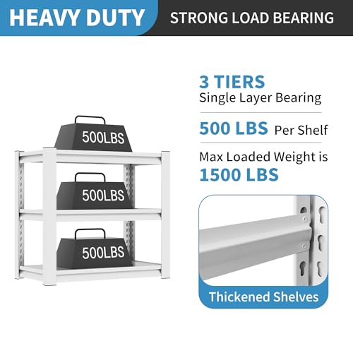 Metal Storage Shelving (White / 3 Tier - (18"D x 34"W x 31.5"H))