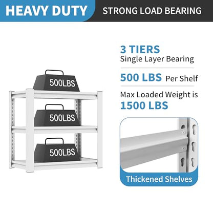 Metal Storage Shelving (White / 3 Tier - (18"D x 34"W x 31.5"H))