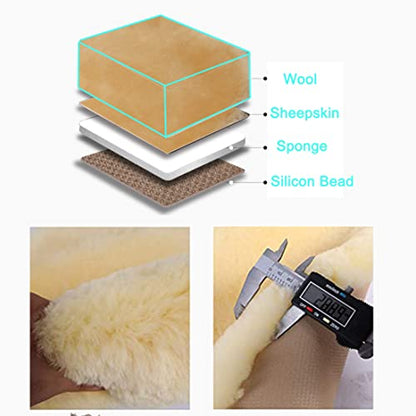 Genuine Sheepskin Car Seat Cover for Fuzzy Soft Fur Wool Cushion (Honey Beige)
