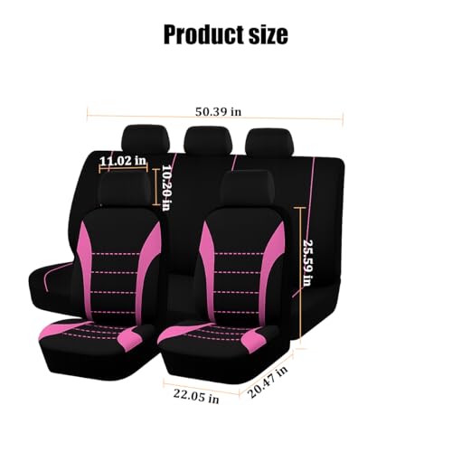 Polyester Full Car Seat Cover Set with Sponge Padding (Pink/Black)