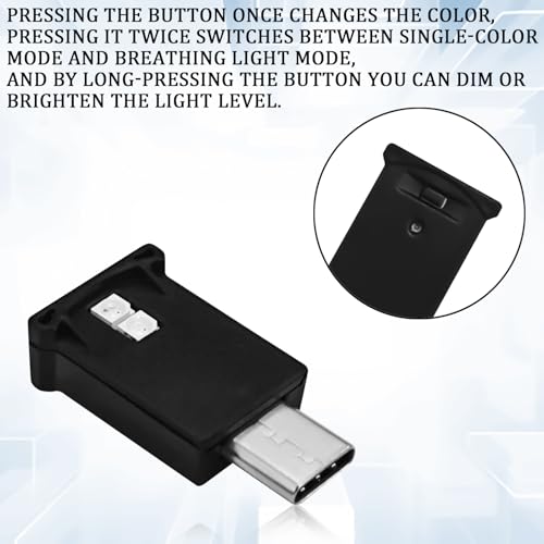 2 PCS USB Type C LED Ambient Lights for Car Interior (2PCS)