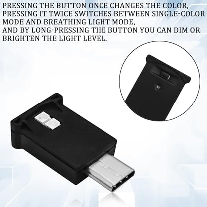 2 PCS USB Type C LED Ambient Lights for Car Interior (2PCS)
