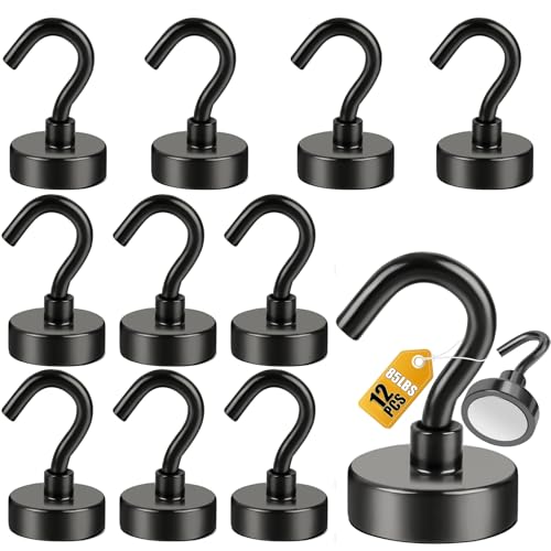 Magnetic Hooks 12pcs 85lbs Cruise Essentials 2026 Magnet Hook Black (Black / 0.98in)