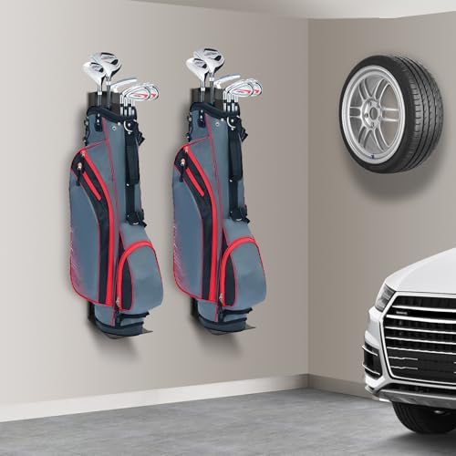 Wall Mount Golf Bag Storage Stand Organizer Rack for Garage Golf Bag Holder (black)