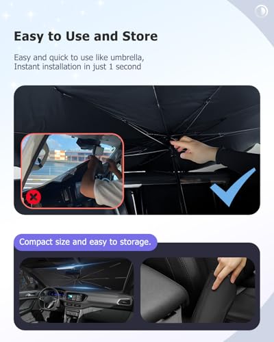 2025 Upgrade Car Windshield Sun Shade Windshield Sunshade Umbrella [Star Fabric] Protect Car from Sun Rays&Heat Damage Keeps Vehicle Cool (M1)
