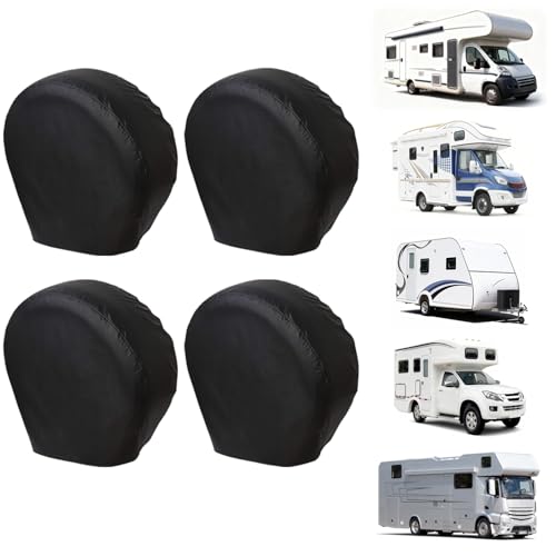 RV Tire Covers Set of 4 (RV Tire Covers(Black) / Fits 24-26IN)