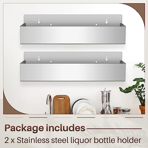 2 Pcs 22in Single Speed Rail Stainless Steel Bottle Holder (Silver / 22 Inch)