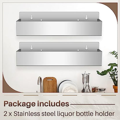 2 Pcs 22in Single Speed Rail Stainless Steel Bottle Holder (Silver / 22 Inch)