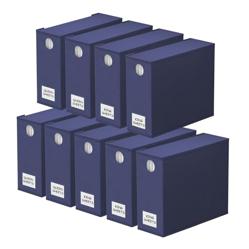 9 Pack Bed Sheet Organizers and Storage (9 pack / Navy Blue)