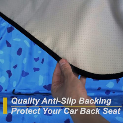 Back Seat Cover for Car Trucks Van SUV Jeep (Rear Bench Seat Towel / Blue Marbling)