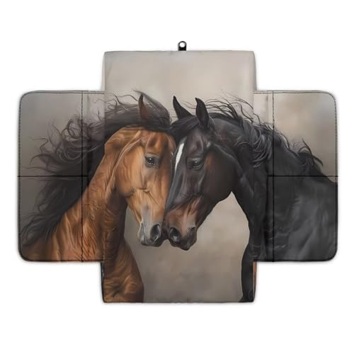Brown Black Horse Car Center Console Pad Soft Non (Brown Black Horse)