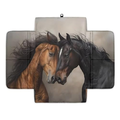 Brown Black Horse Car Center Console Pad Soft Non (Brown Black Horse)