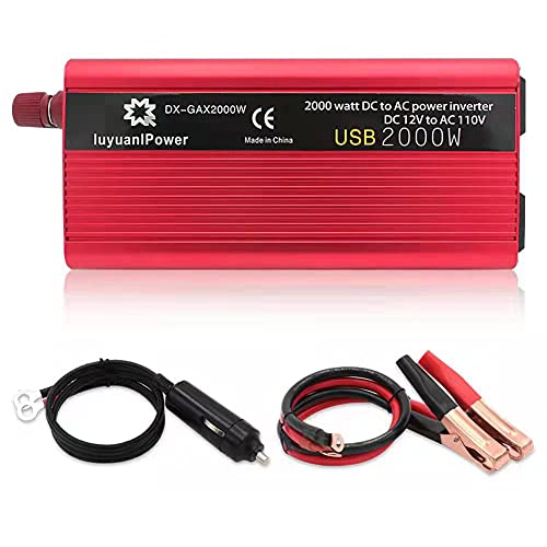 Car 2000W Inverter 12V to 110V AC 900W Continuous USB QC3.0 Off Grid RV (2000w)
