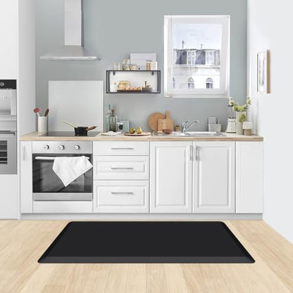 0.8" Thick Kitchen Mat Cushioned Anti Fatigue Rug Comfort Floor Mats (Black / 54"L x 22"W x 0.8"Th)