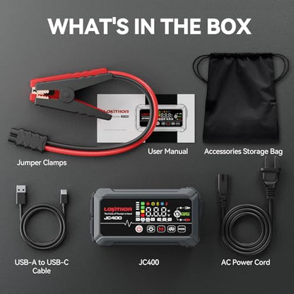 JC400 2A/1A/750mA 6/12V Car Battery Charger & 2500A Jump Starter