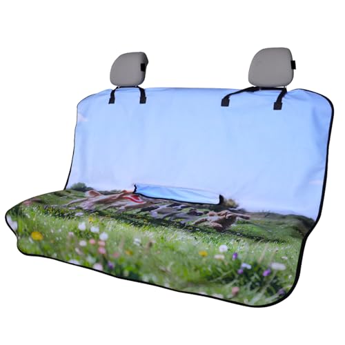 Back Seat Cover for Car Trucks Van SUV Jeep (Rear Bench Seat Towel / Dog Print)