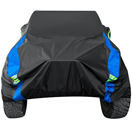 Car Cover Waterproof Compatible with Jeep Wrangler 4 Door (Black-Blue / Jeep Wrangler Cover -4D)