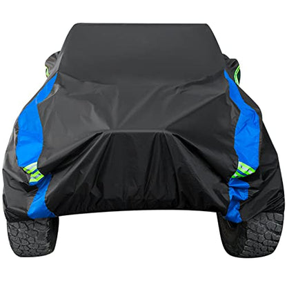 Car Cover Waterproof Compatible with Jeep Wrangler 4 Door (Black-Blue / Jeep Wrangler Cover -4D)