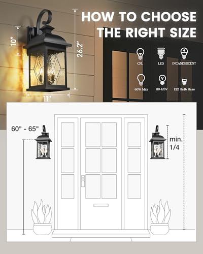 3 Light Outdoor Wall Light (Matte Black, Lozenge Pattern / 26", Single Unit)