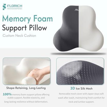 Car Lumbar Support Pillow and Neck Headrest Pillow for Office Chair (Deepgray / 2 Pieces)