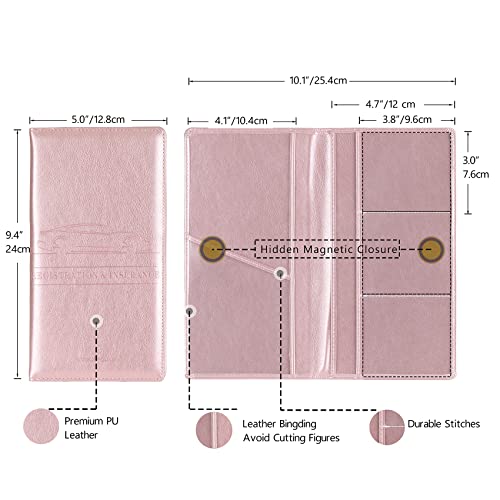 Car Registration & Insurance Card Holder (Rose Gold)