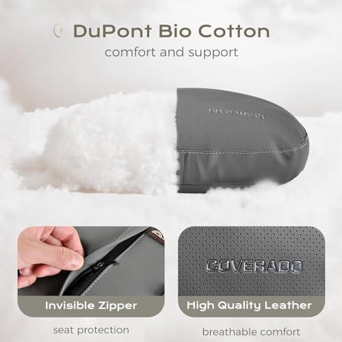 Leather Car Headrest Pillow Car Neck Pillow with Adjustable Strap (Gray / 1 Piece)