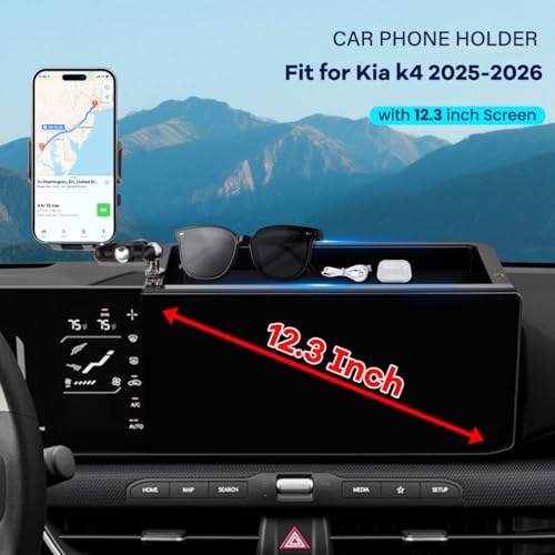 Car Phone Holder Compatible with Kia K4 2025 2026 Accessories 12.3 (2025Kia K4 12.3inch)