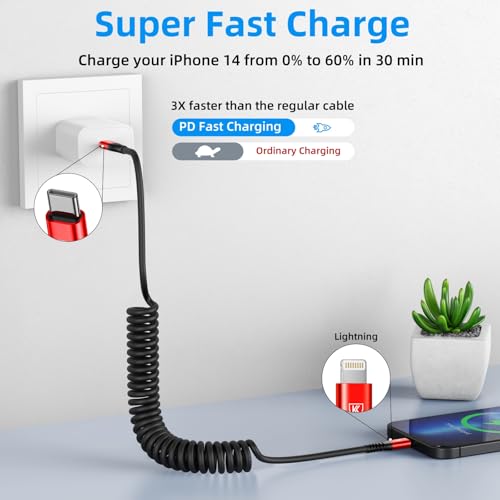 USB Type C to Lightning Cable [3FT (3FT+6FT / Usb C to Lightning / Red)
